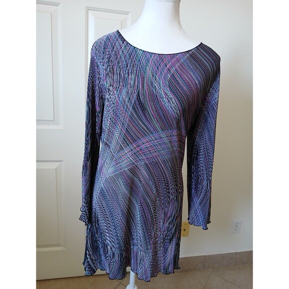 Ellen Figg Women’s Blouse Tunic Size 14 Multicolor Long Sleeve  made in USA‎ - Picture 1 of 15